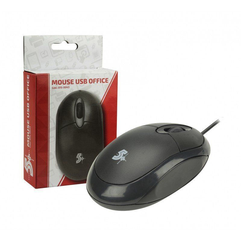 Mouse com Fio USB Office Preto 015-0043 5+
