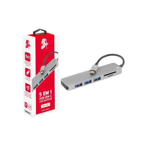 HUB USB C 1x3 USB 3.0 Leitor de Cartões SD/Micro SD 5+ 018-7452 PIX