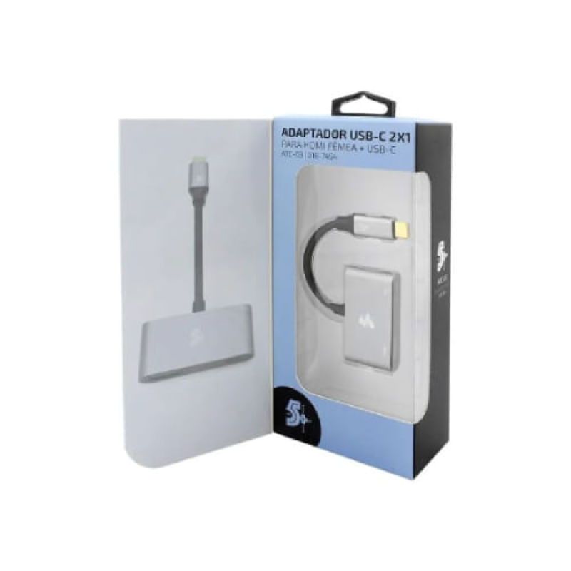 Adaptador USB-C HDMI 4K x 2K 60Hz + USB Fêmea PD - 5+