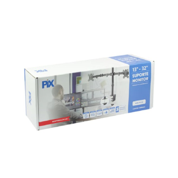Encontraproduto.com.br - Suporte Articulado Para 2 Monitores 13 A 32 Px-08 Pix