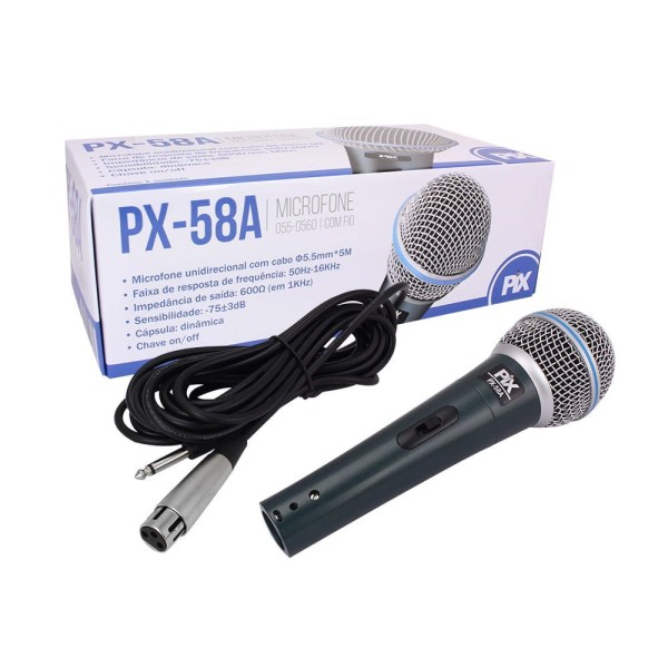 Microfone Com Fio Dinâmico Unidirecional PX58A 055-0560 - PIX