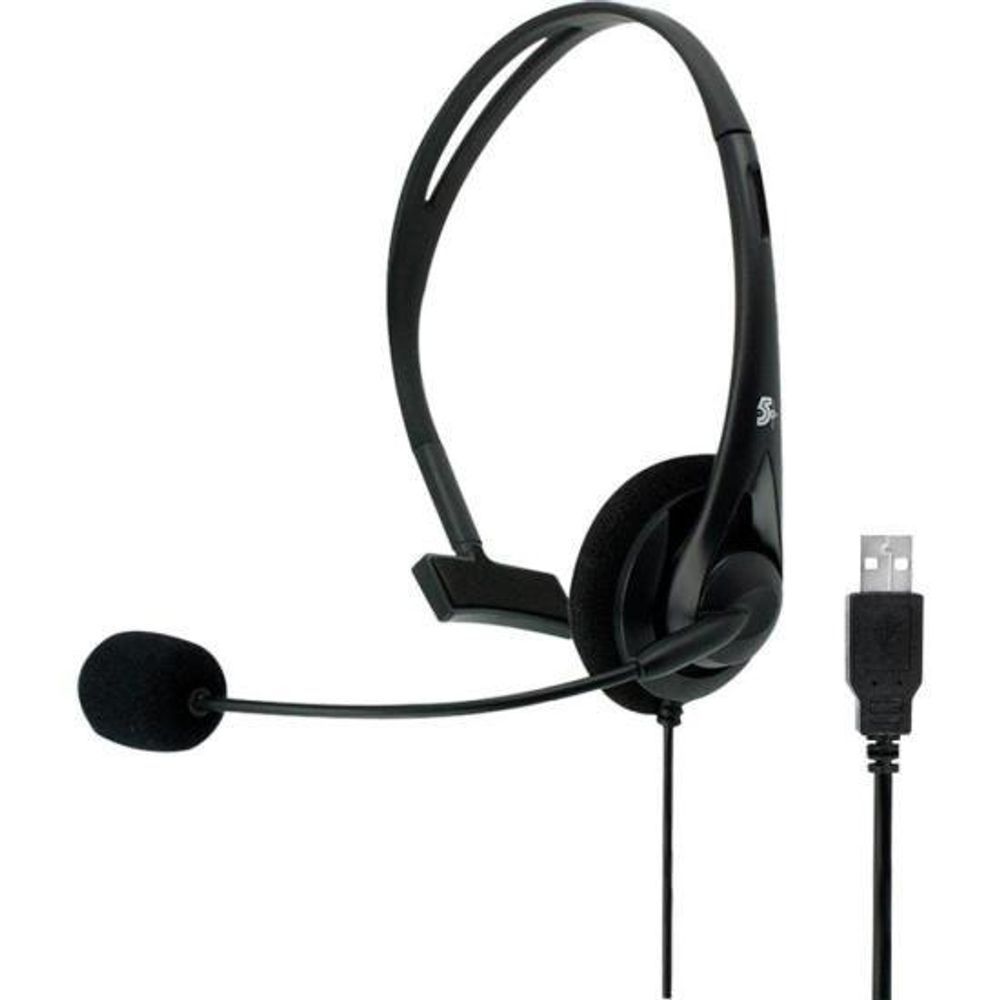 Encontraproduto.com.br - Headset 5+, Para Telefone e Computador, Conector USB, Preto - 015-0101