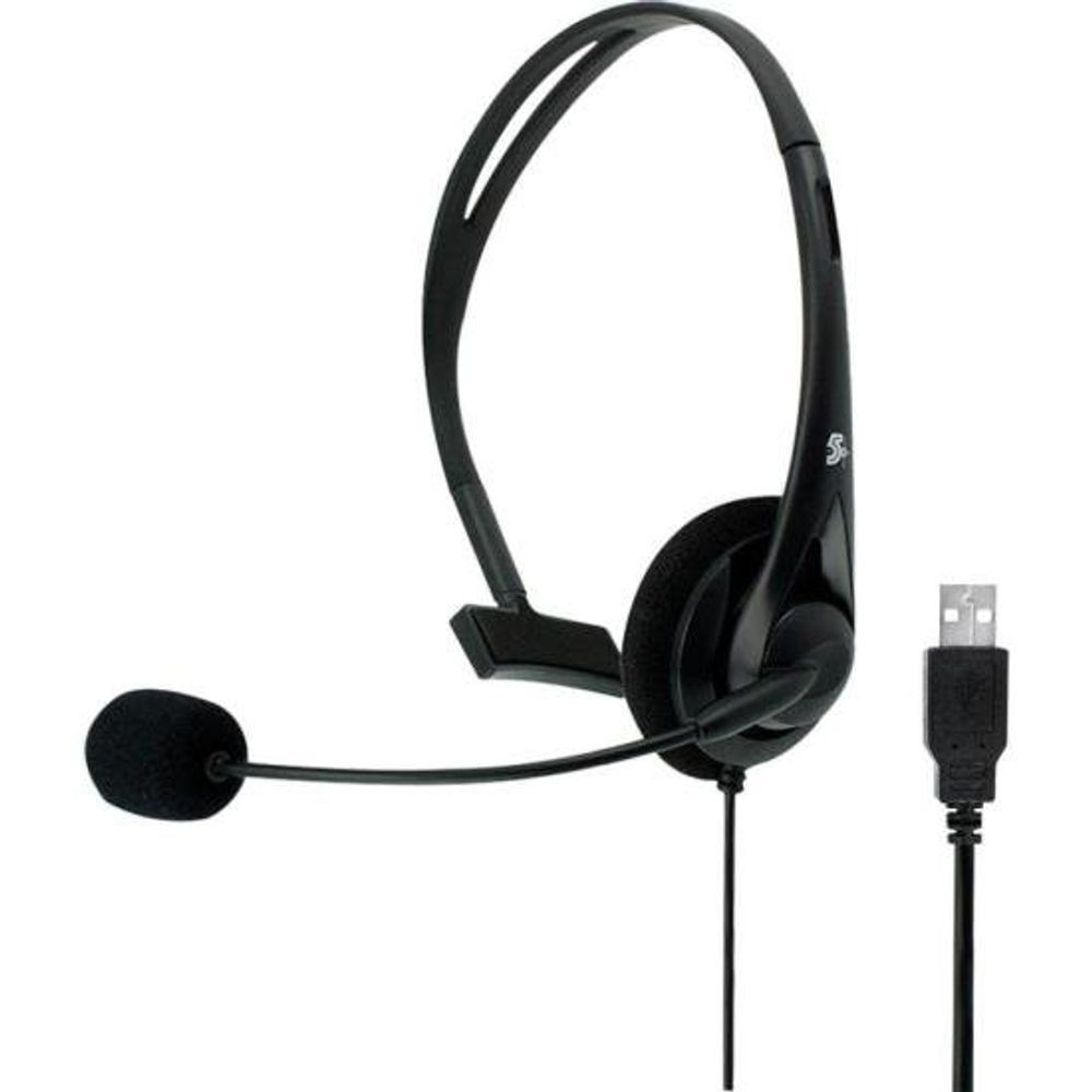 Encontraproduto.com.br - Headset 5+, Para Telefone e Computador, Conector USB, Preto - 015-0101