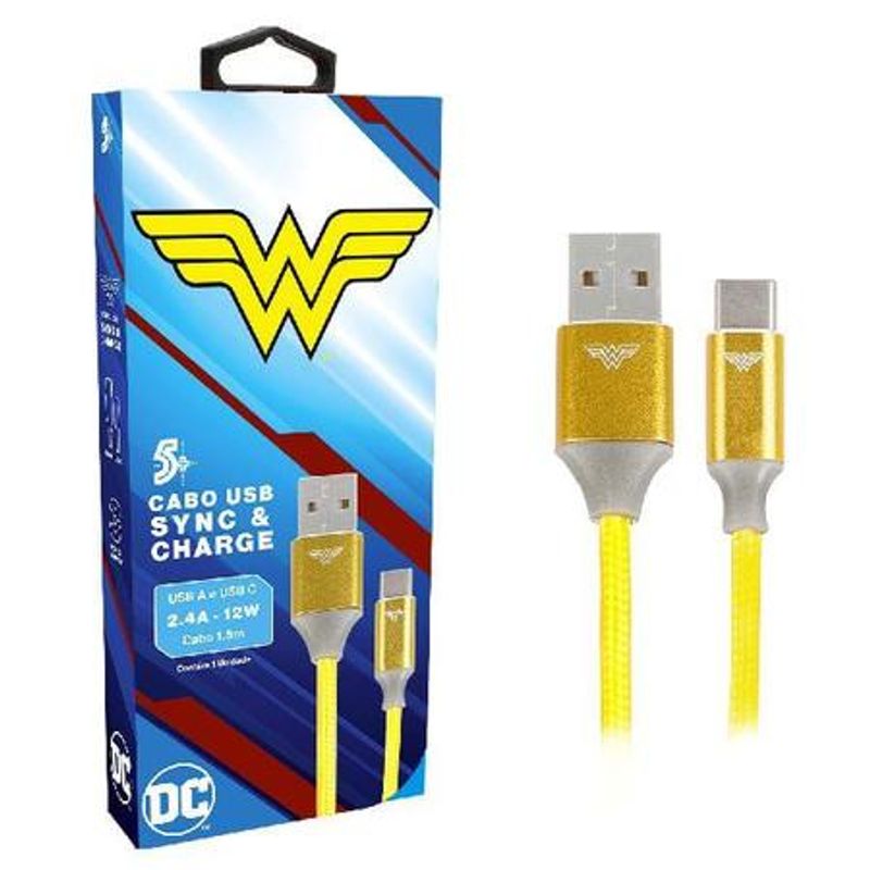 Cabo Usb A Para Usb C 2.0 Dc Mobile Wonder Woman 1,5 m