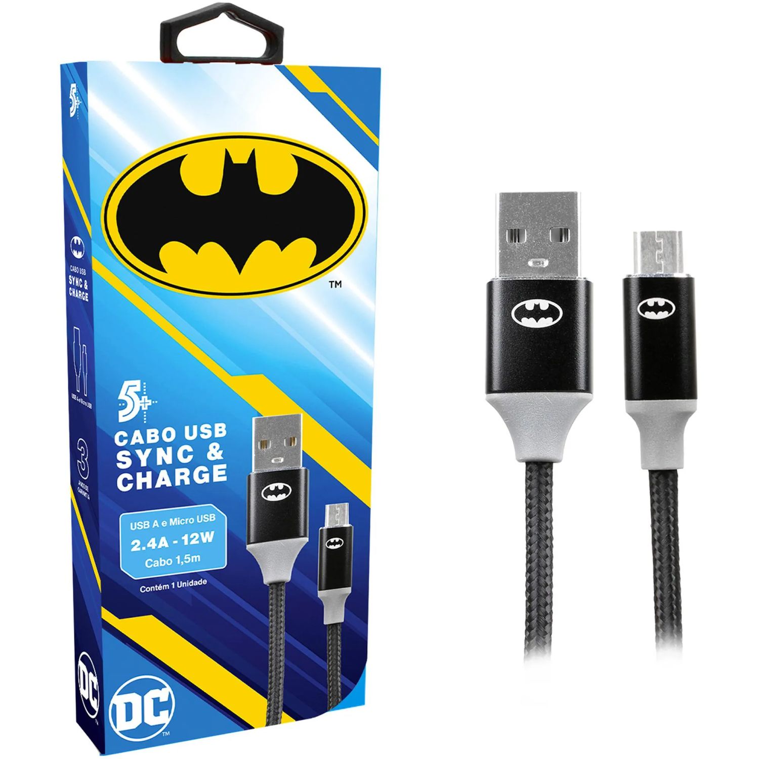 Encontraproduto.com.br - Cabo Usb A Para Micro Usb 2.0 Dc Mobile Batman 1,5m
