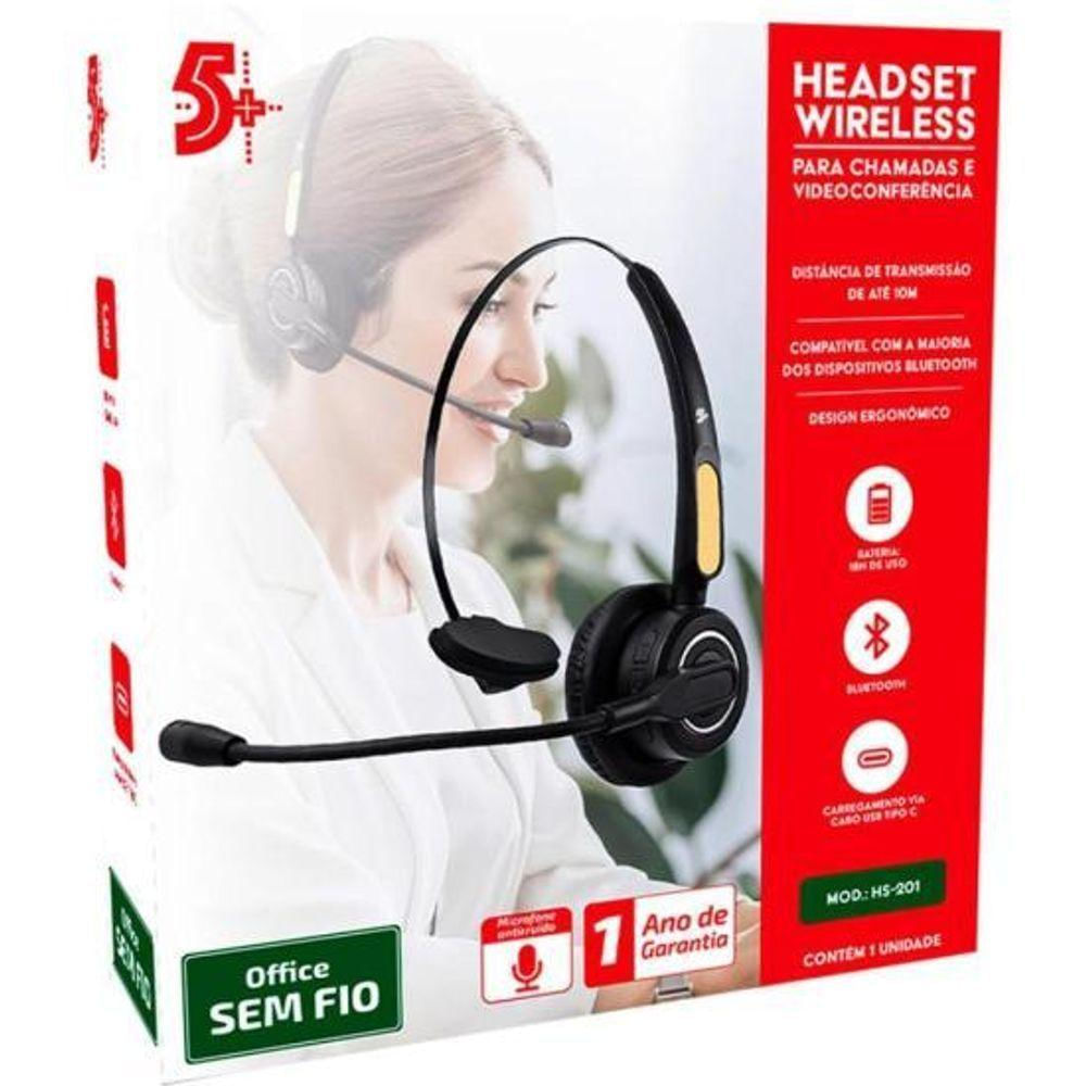 Headset Fone Office Sem Fio Bluetooth HS-201 5+