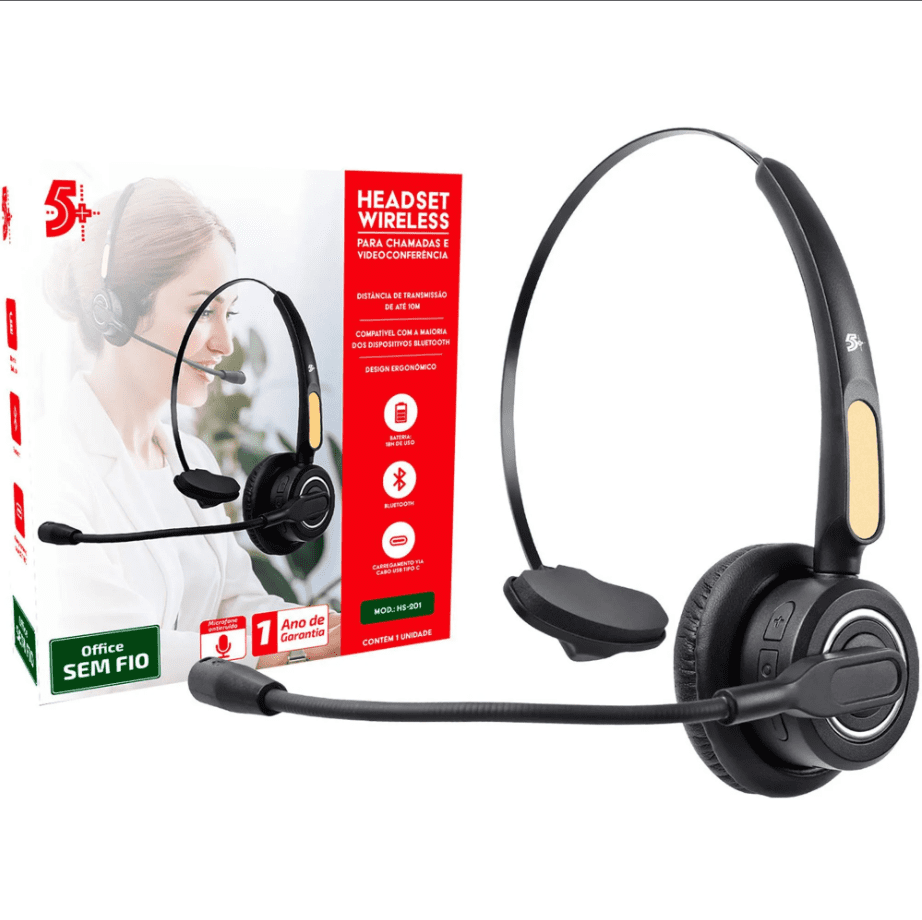 Encontraproduto.com.br - Headset Fone Office Sem Fio Bluetooth HS-201 5+