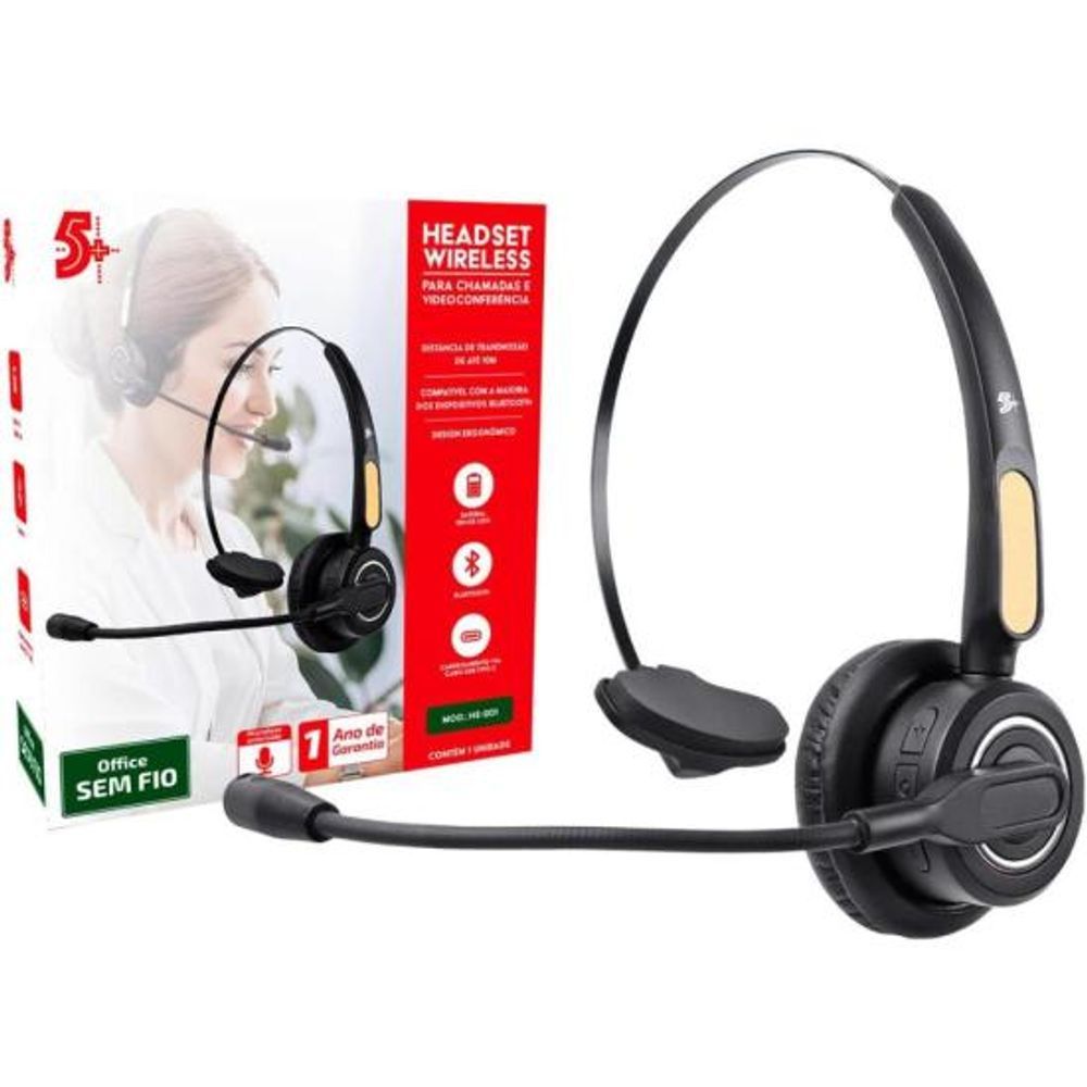 Encontraproduto.com.br - Headset Fone Office Sem Fio Bluetooth HS-201 5+
