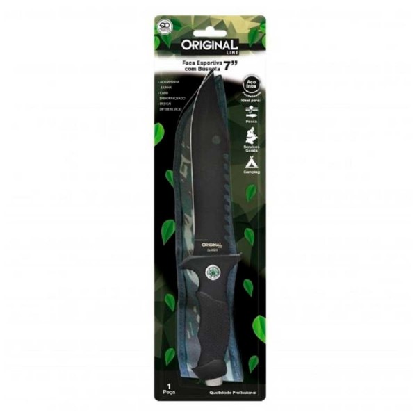 Encontraproduto.com.br - Faca Esportiva Inox 7 Polegadas Com Bússola E Bainha