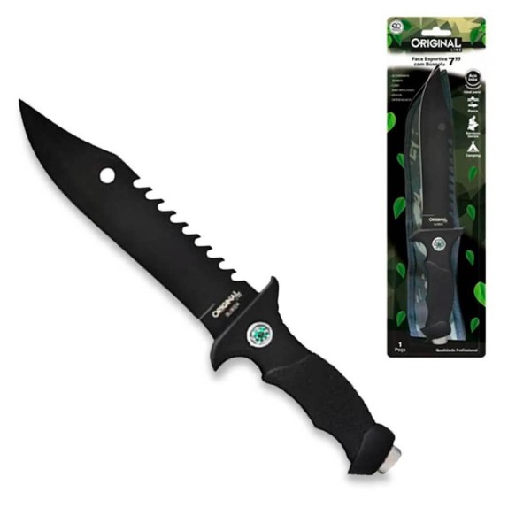 Faca Esportiva Inox 7 Polegadas Com Bússola E Bainha