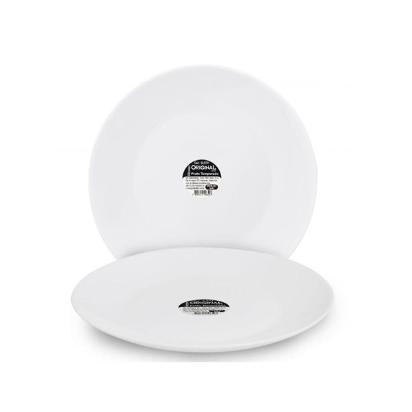 Prato redondo em vidro Original Line Premium 26,67cm branco