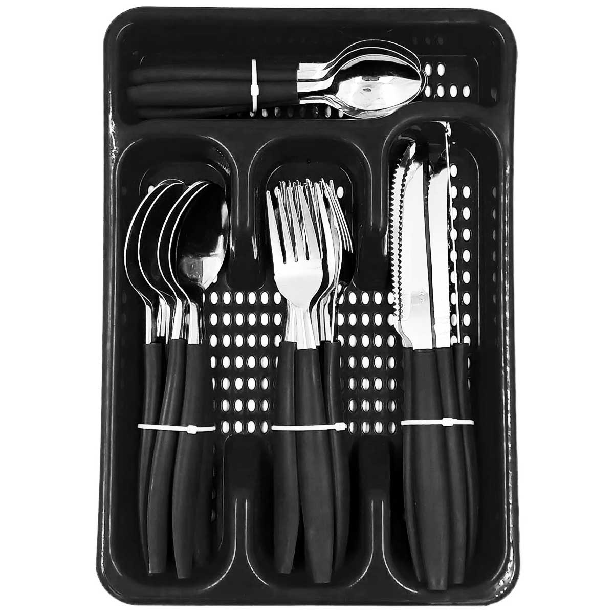 Encontraproduto.com.br - Porta Talheres Color C/ Suporte 25 Peças em Aço Inox Original Line