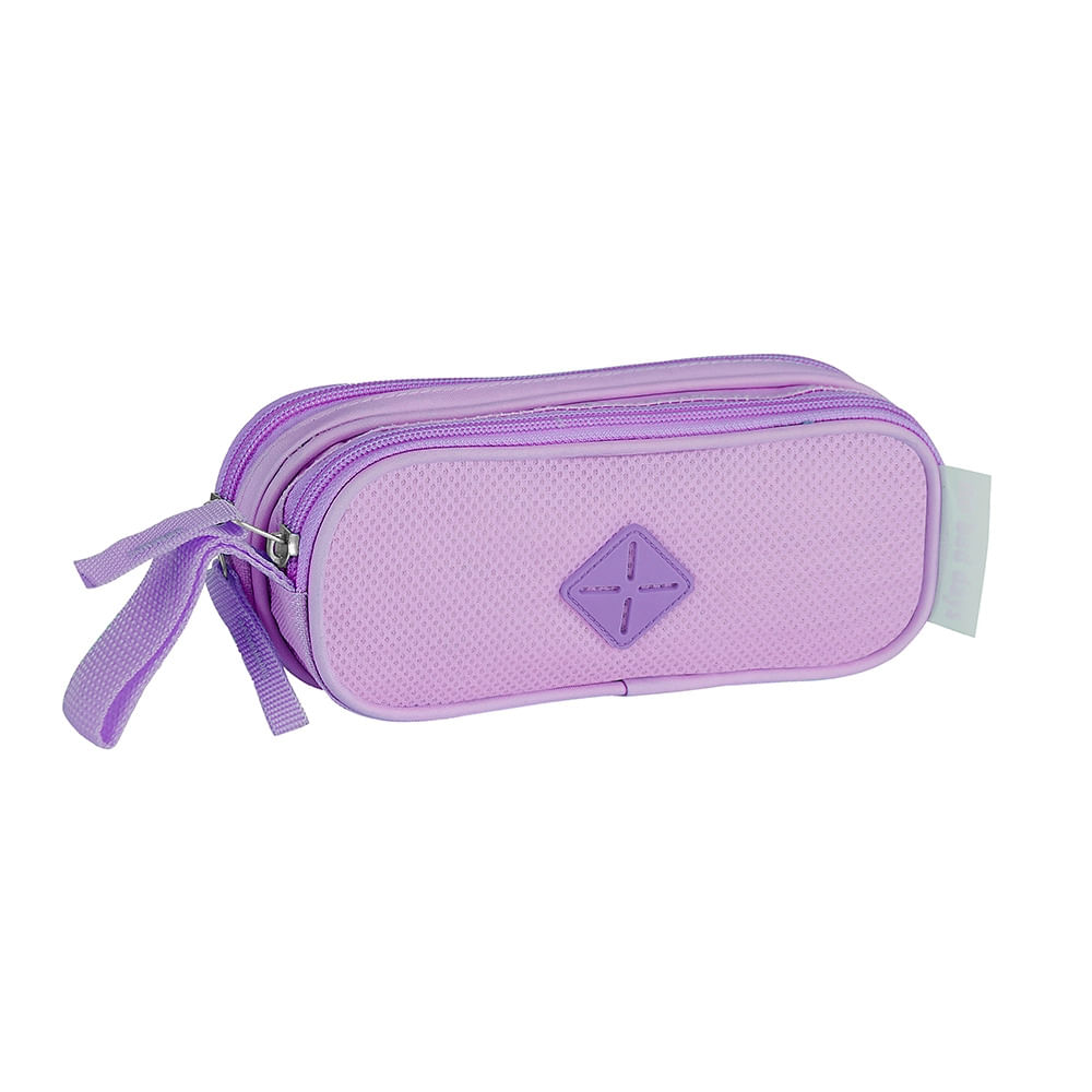 Encontraproduto.com.br - Estojo Escolar Teen Clio Style com 2 Divisórias Nylon Candy Color - Item Sortido