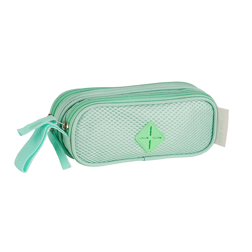 Encontraproduto.com.br - Estojo Escolar Teen Clio Style com 2 Divisórias Nylon Candy Color - Item Sortido