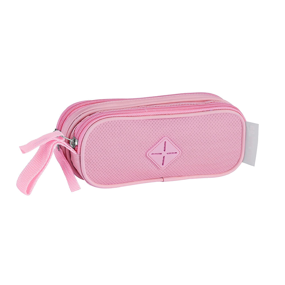 Encontraproduto.com.br - Estojo Escolar Teen Clio Style com 2 Divisórias Nylon Candy Color - Item Sortido