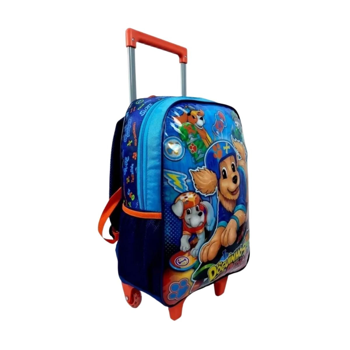 Encontraproduto.com.br - Kit Mochila Com Rodinha Com Lancheira E Estojo Doguinhos Radicais Clio