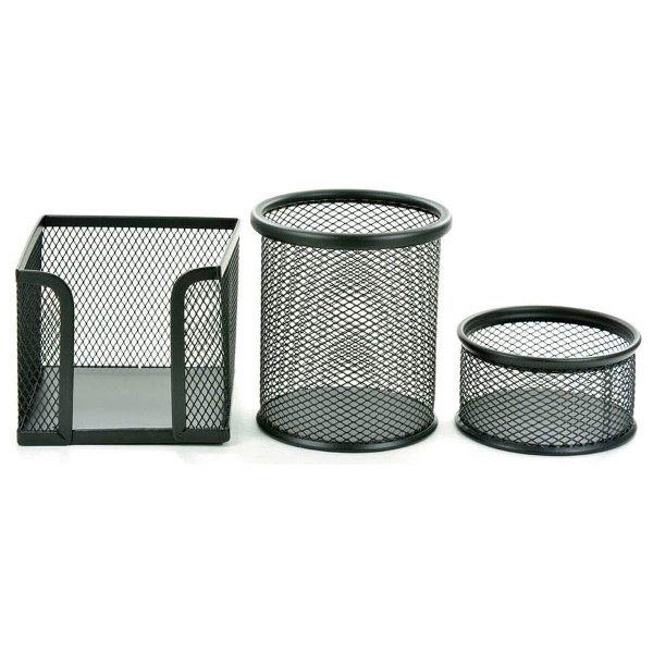 Encontraproduto.com.br - Kit Porta Objetos 3 Peças em Aço Aramado Wincy