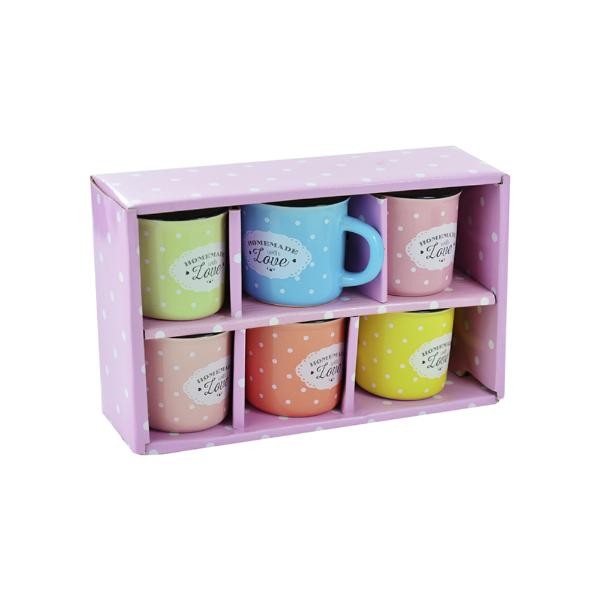 Jogo de canecas em cerâmica Wincy Poa Love 6 peças 70ml