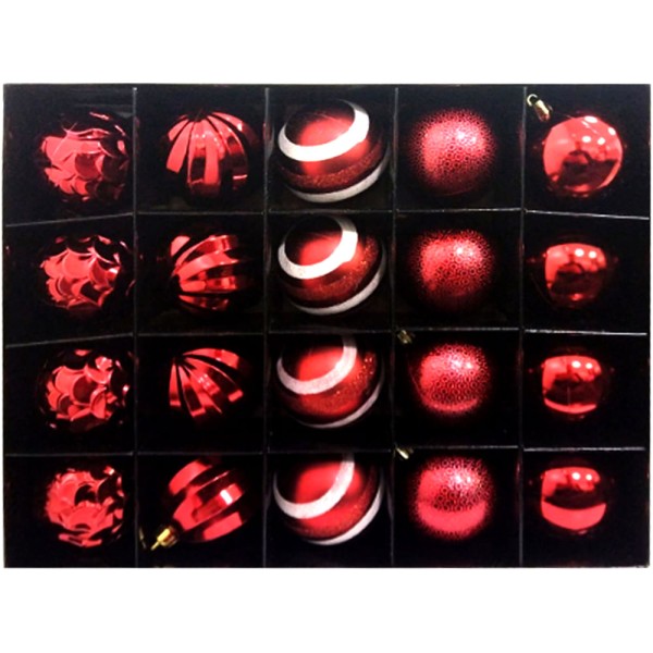 Encontraproduto.com.br - Kit Bolas De Natal 06x06cm Vermelhas 20 Unidades Fartex