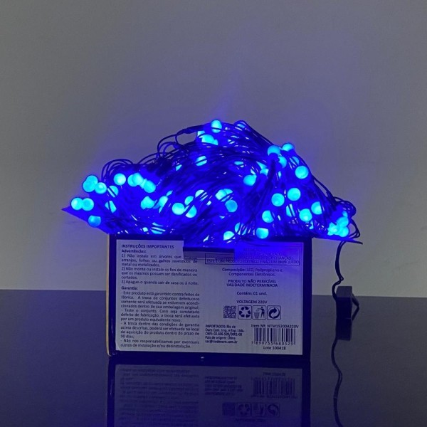 Pisca-Pisca Rede 200 Leds 01 Função Azul Rio De Ouro