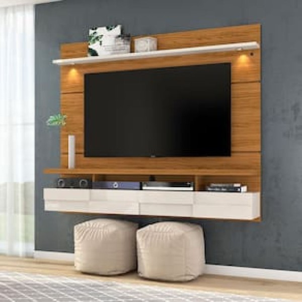 Bancada Suspensa Lana 1.8 Para Tv Até 60 Polegadas Naturale / Off White - Madetec