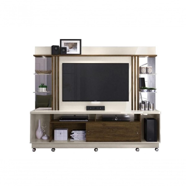 Home Theater Frizz Gold Offwhite/Savana C/ Rodizios Madetec