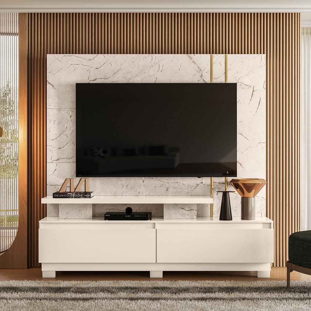 Encontraproduto.com.br - Estante home para TV até 75 Polegadas 2 Gavetas com Pes New Madetec