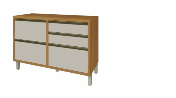 Encontraproduto.com.br - Balcão Baronesa Nesher 120cm com 1 Porta e 4 Gavetas - Freijó/Off White