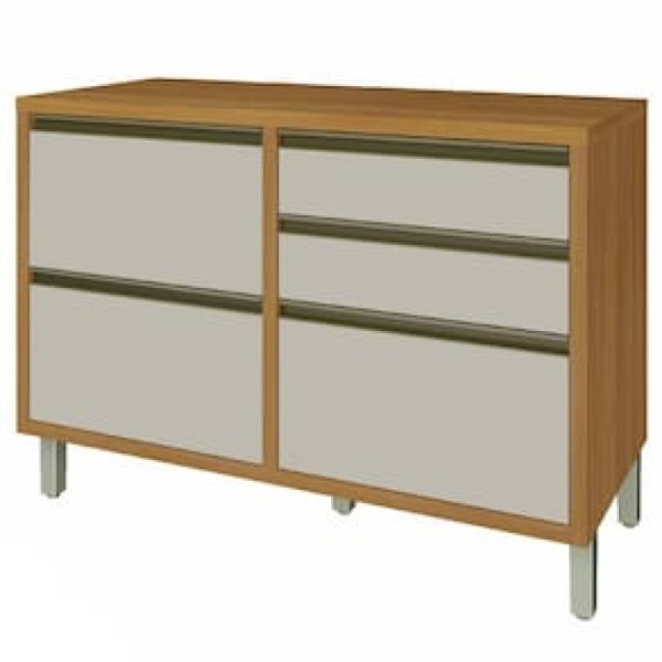 Encontraproduto.com.br - Balcão Baronesa Nesher 120cm com 1 Porta e 4 Gavetas - Freijó/Off White