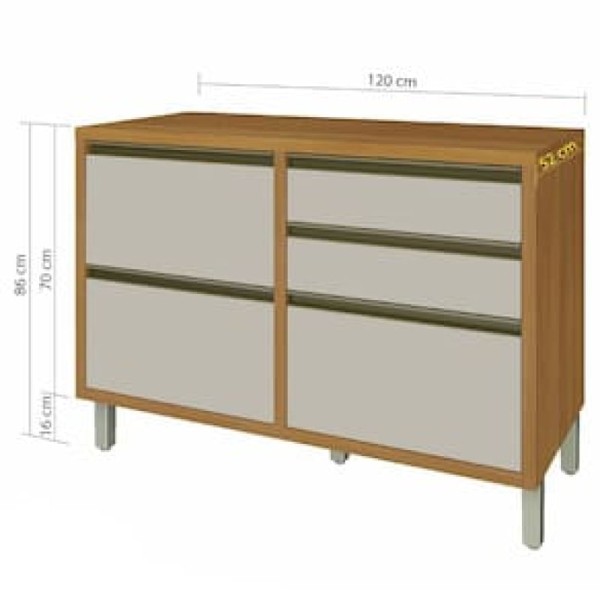 Encontraproduto.com.br - Balcão Baronesa Nesher 120cm com 1 Porta e 4 Gavetas - Freijó/Off White