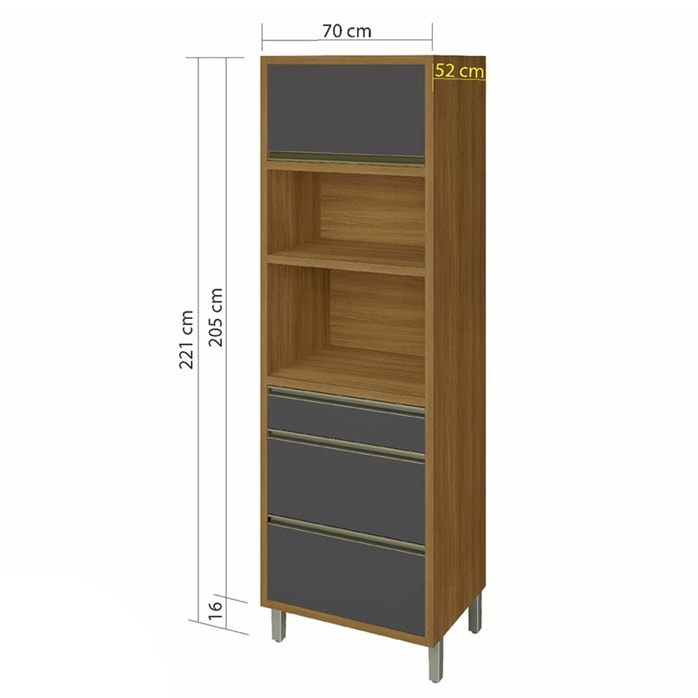 Encontraproduto.com.br - Paneleiro Torre Quente 1 Porta 3 Gavetas Baronesa Nesher Móveis