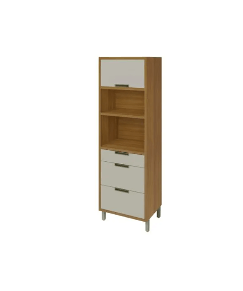 Encontraproduto.com.br - Paneleiro Imperatriz Nesher com Nicho Forno Duplo - Freijó/Off White