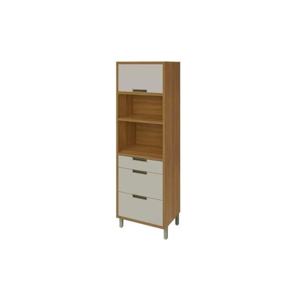 Paneleiro de Cozinha Imperatriz c/ 1 Porta e 3 Gavetas (2 Fornos) 70cm Freijo/Off White - Nesher