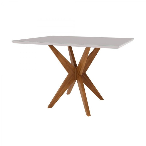 Conjunto Sala De Jantar Mesa Donna Com 4 Cadeiras Rainha Nesher Móveis Mel Natural-off White