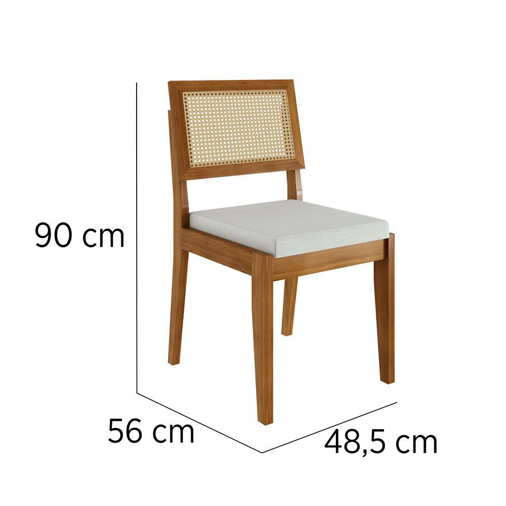 Encontraproduto.com.br - Conjunto Sala De Jantar Mesa Donna Com 4 Cadeiras Rainha Nesher Móveis Mel Natural-off White