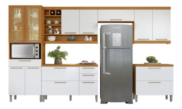 Encontraproduto.com.br - Cozinha 6 Peças Nesher Burguesa Premium 100% Mdf Freijó-branco