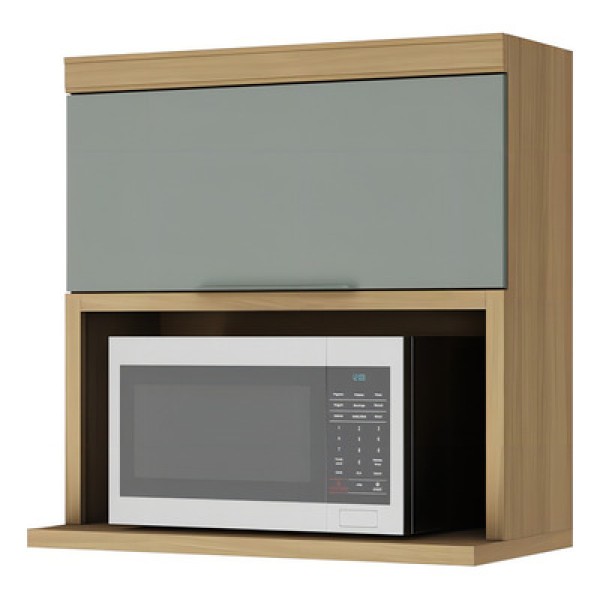Armário Aéreo Nesher Marquesa 1 Porta Basculante com Nicho para Micro-ondas - Nature/Verde