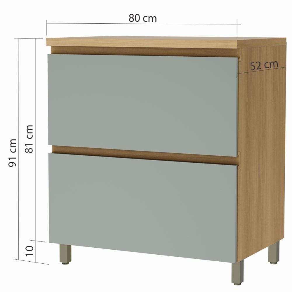 Encontraproduto.com.br - Balcão Nesher Rainha 80cm com Gaveta - Nature/Verde