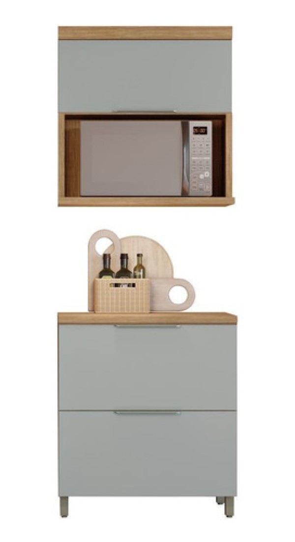 Cozinha Modulada Marquesa Nesher Mdf 2 Peças Nature Verde
