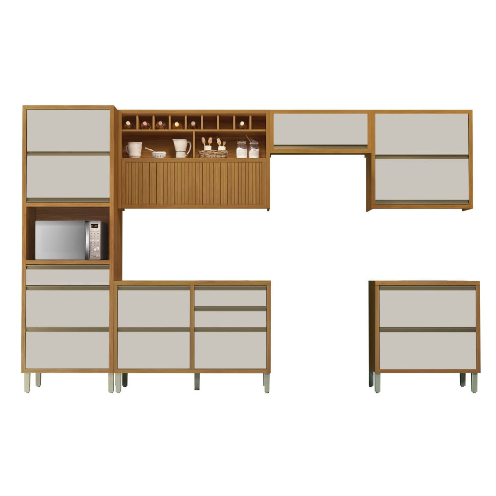 Cozinha Completa 6 Peças Nesher Baronesa MDF Marrom Off White