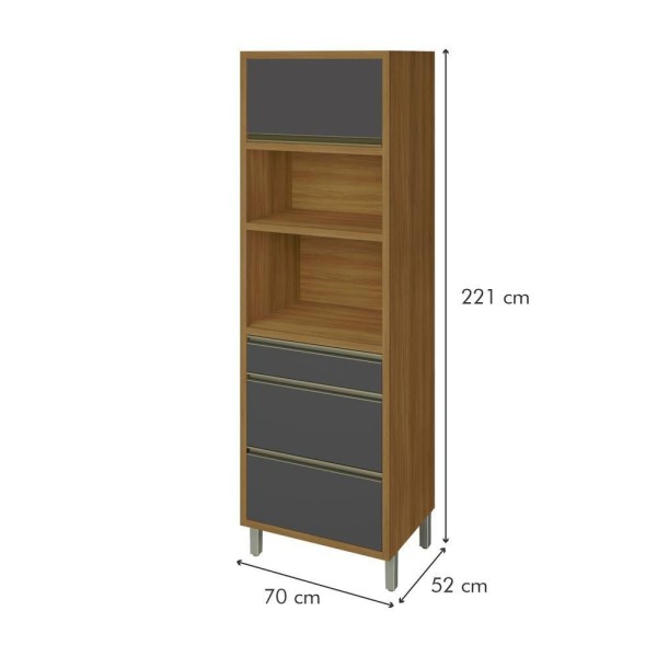 Encontraproduto.com.br - Cozinha 7 Peças Serviço Nesher Baronesa 100% Mdf Freijó-grafite