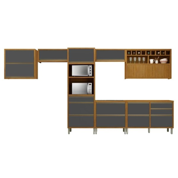Encontraproduto.com.br - Cozinha 7 Peças Serviço Nesher Baronesa 100% Mdf Freijó-grafite