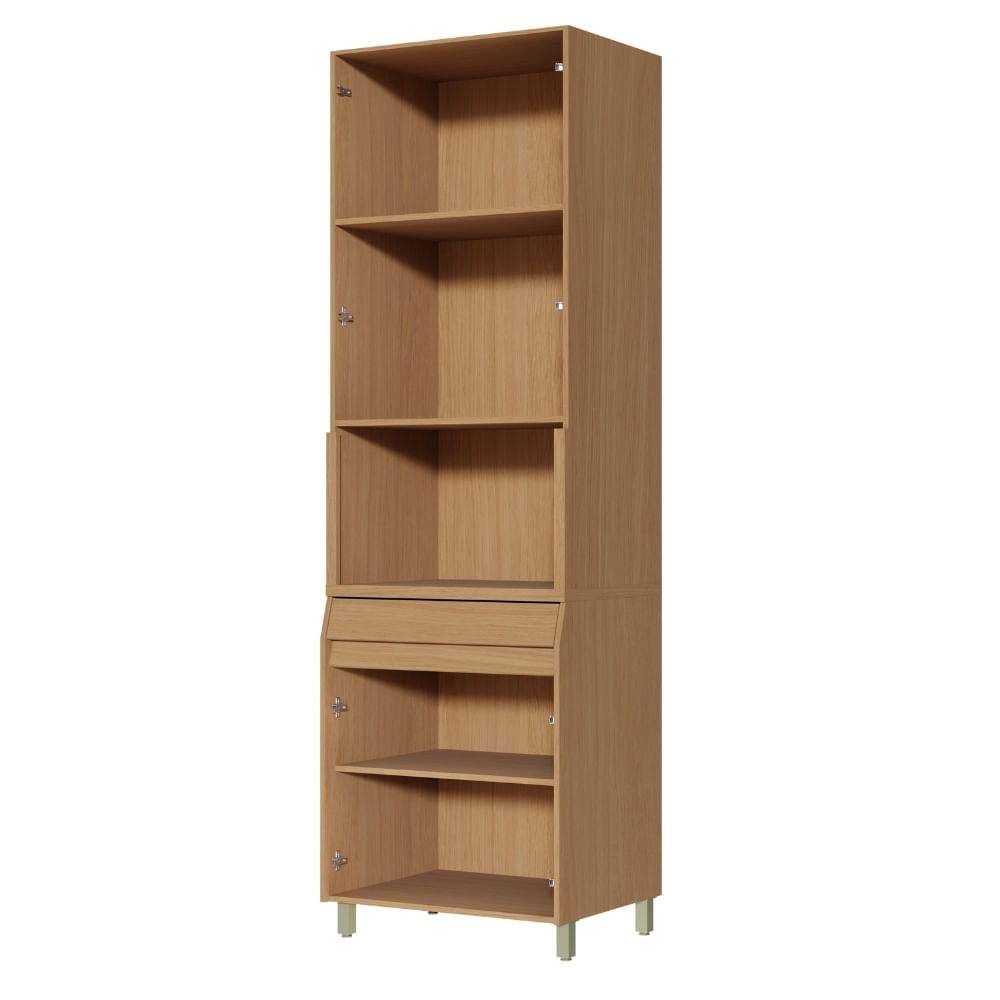 Encontraproduto.com.br - Paneleiro De Cozinha Simone Mendes Com 4 Portas E 1 Gaveta 70cm Carvalho-cinza - Nesher