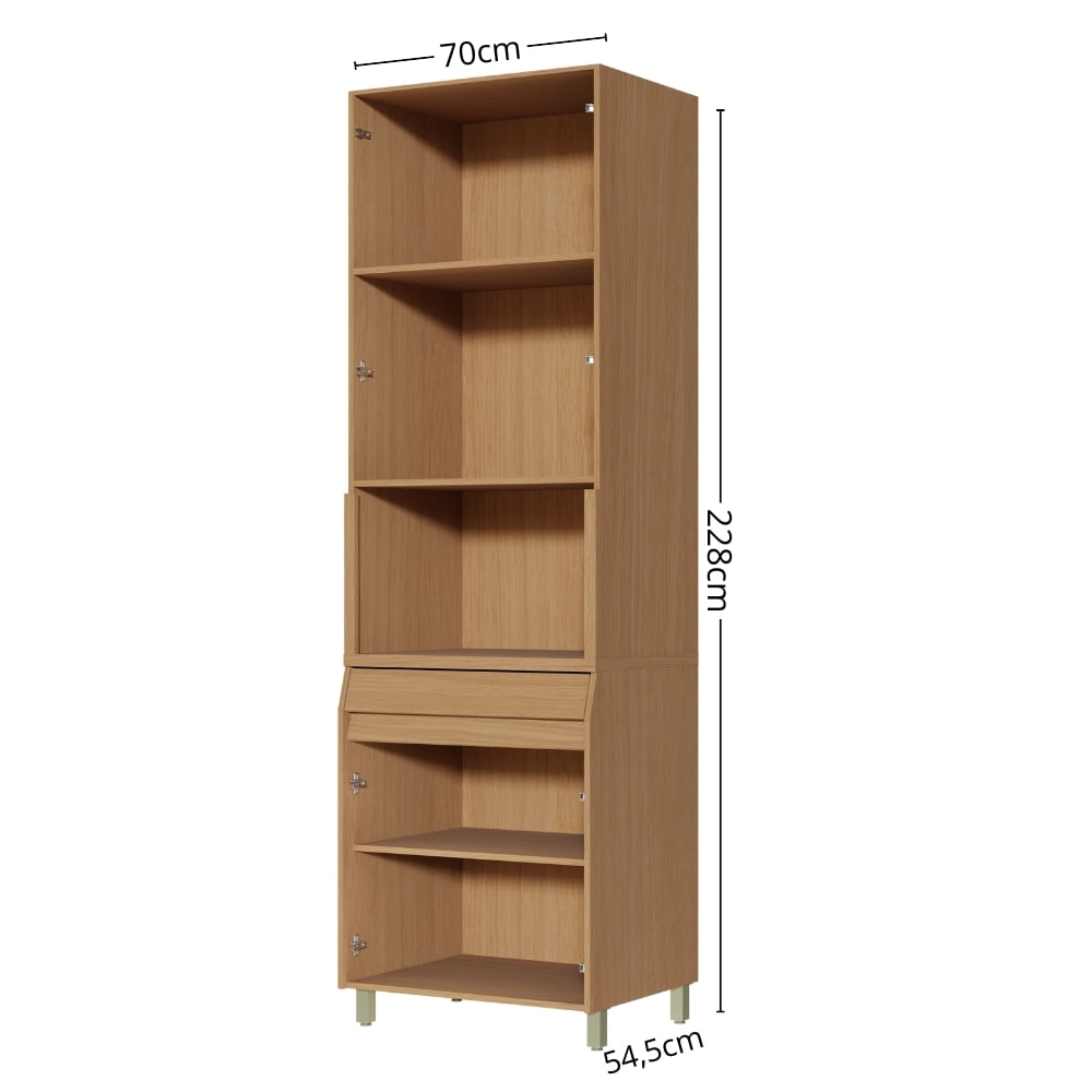 Encontraproduto.com.br - Paneleiro De Cozinha Simone Mendes Com 4 Portas E 1 Gaveta 70cm Carvalho-cinza - Nesher