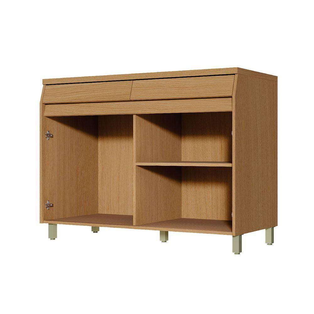 Encontraproduto.com.br - Balcão De Cozinha C/ Tampo Simone Mendes C/ 2 Portas E 2 Gavetas 120cm Carvalho/cinza - Nesher