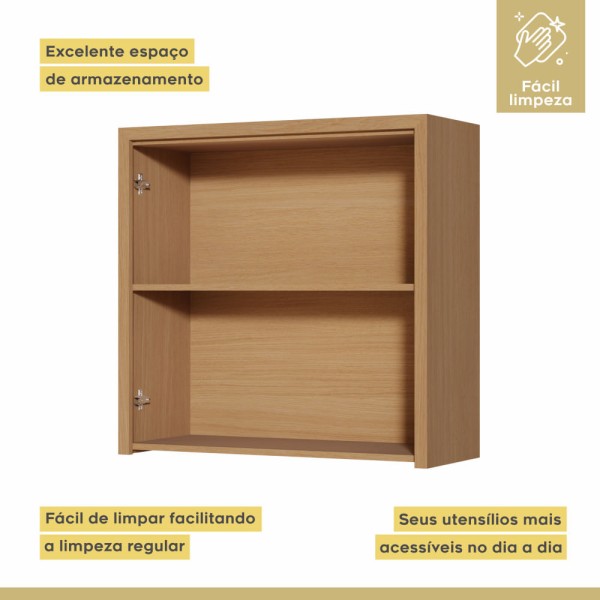 Encontraproduto.com.br - Armário Aéreo 2 Portas Nesher Condessa MDF 80cm Carvalho/Greige