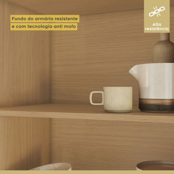 Encontraproduto.com.br - Armário Aéreo 2 Portas Nesher Condessa MDF 80cm Carvalho/Greige