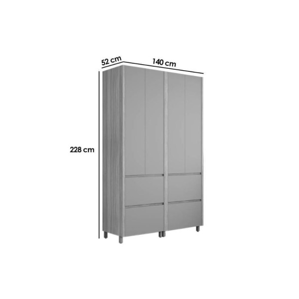 Encontraproduto.com.br - Armário Multiuso Lavanderia Rainha Com 4 Portas E 4 Gavetas 140cm Branca Nesher