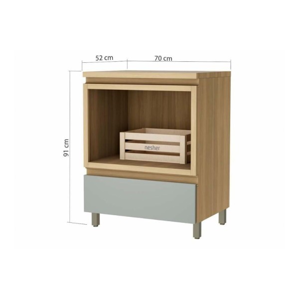 Encontraproduto.com.br - Balcão Cozinha P- Cooktop C- Tampo Rainha C- 1 Porta E 1 Nicho Forno 70 Cm Nature-verde - Nesher