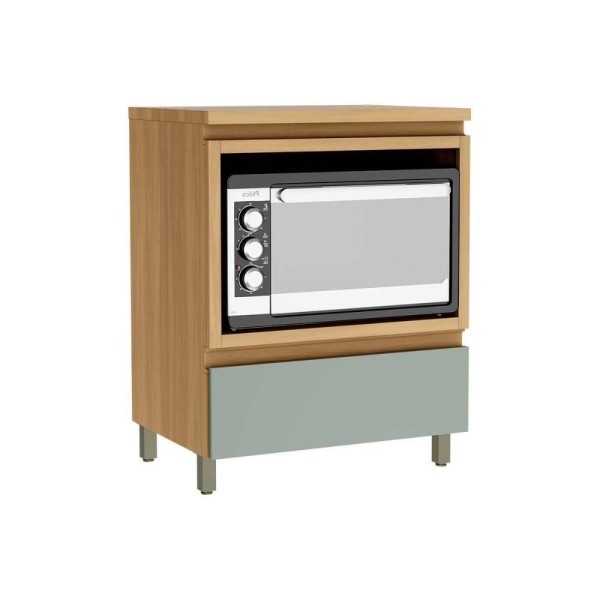 Encontraproduto.com.br - Balcão Cozinha P- Cooktop C- Tampo Rainha C- 1 Porta E 1 Nicho Forno 70 Cm Nature-verde - Nesher